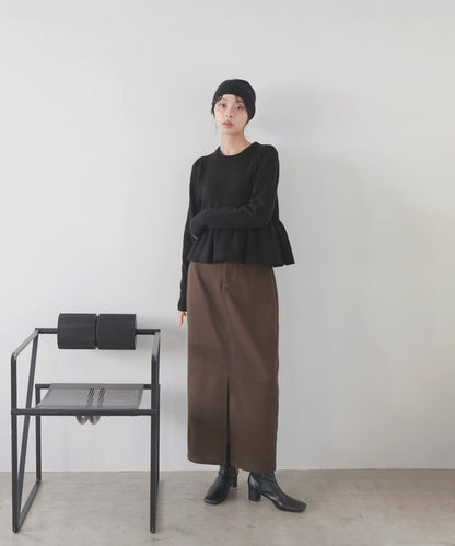 LIAN Peplum balloon knit pullover