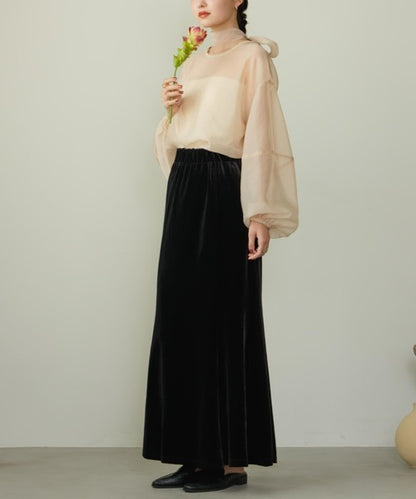 Hinari Sheer blouse with ribbon tie