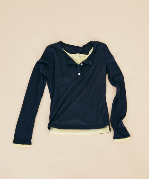 MERLOT 假兩件撞色TOP