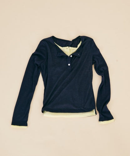 MERLOT 假兩件撞色TOP