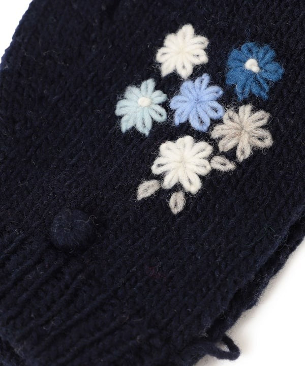 BEAMS BOY 100%羊毛花花刺繡手套