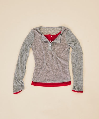 MERLOT 假兩件撞色TOP