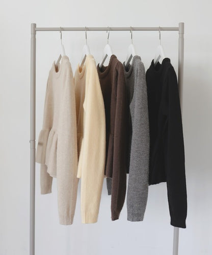 LIAN Peplum balloon knit pullover