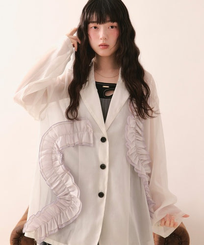loin nuit sheer color scheme frill jacket