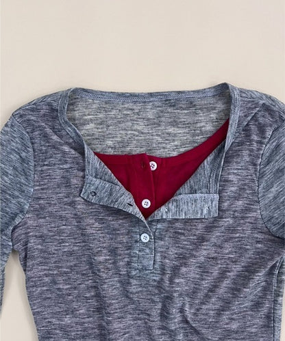 MERLOT 假兩件撞色TOP