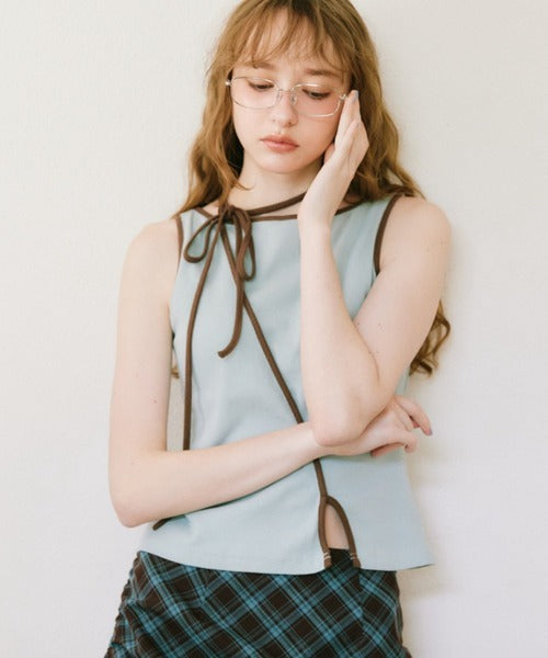 idem cup in bi color slit tank top