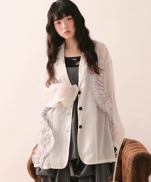 loin nuit sheer color scheme frill jacket
