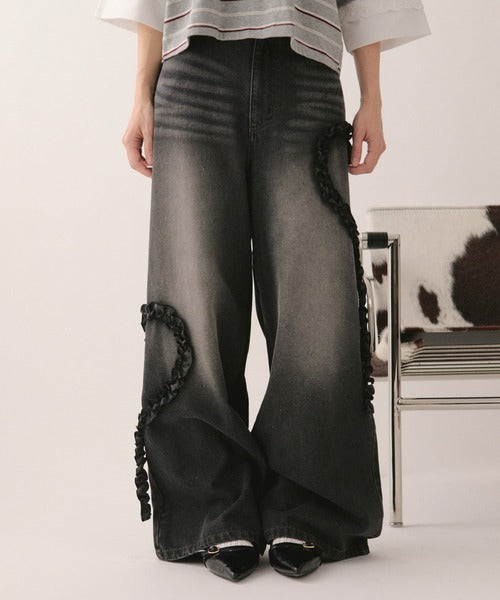 loin nuit heart frill design denim