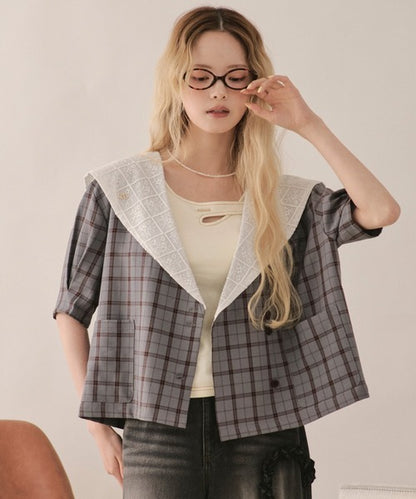 loin nuit sailor collar lace jacket