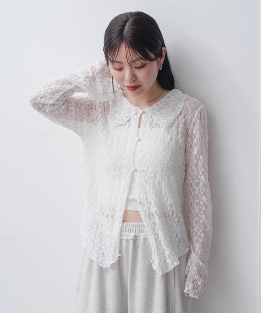 [短/長ver] Kastane Lace pullover with collar