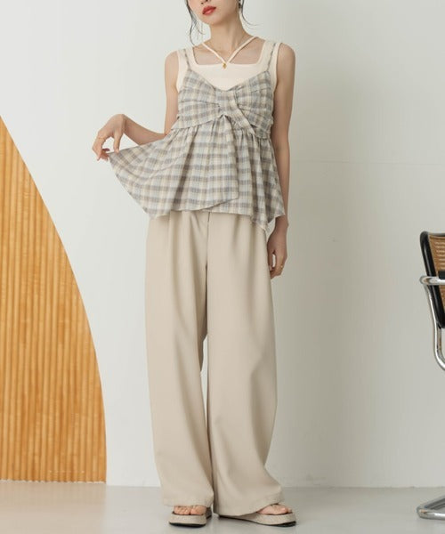 Hinari 格紋蝴蝶結吊帶背心