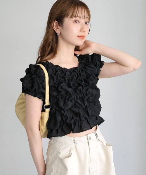 [No Button !] Shirring Blouse