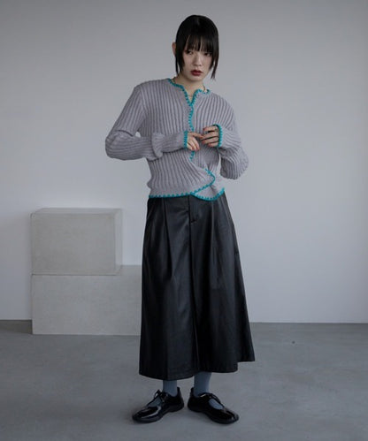 Vacancy 波浪羅紋拼色針織Cardigan