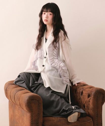 loin nuit sheer color scheme frill jacket