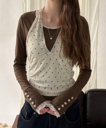 hazyl sheer sleeve design long T-shirt