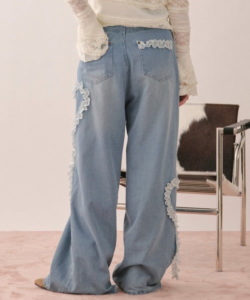 loin nuit heart frill design denim