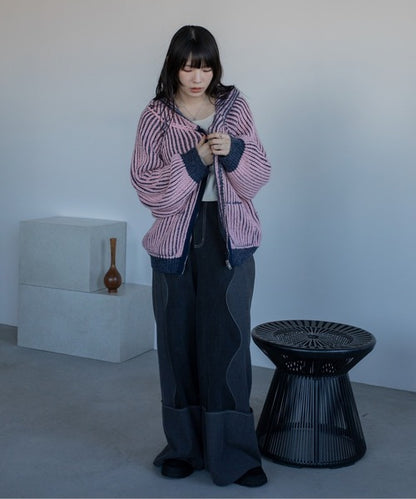 Vacancy 雙面可穿羅紋拉鍊連帽衫