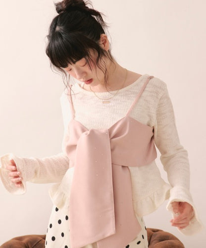 loin nuit Rhinestone ribbon shirt