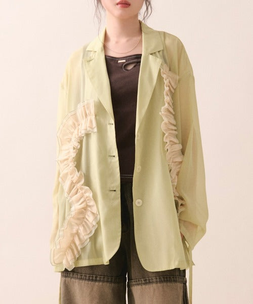 loin nuit sheer color scheme frill jacket