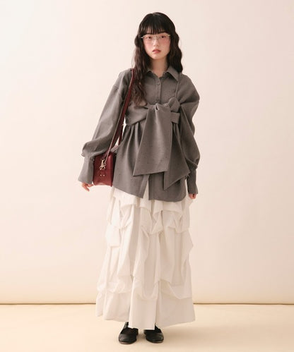 loin nuit Rhinestone ribbon shirt