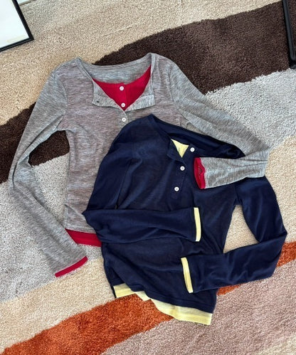 MERLOT 假兩件撞色TOP