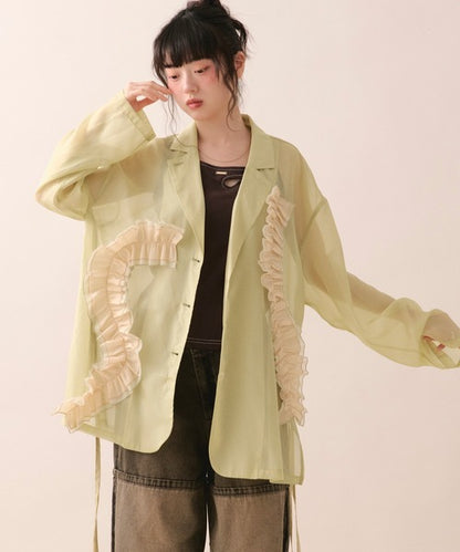 loin nuit sheer color scheme frill jacket