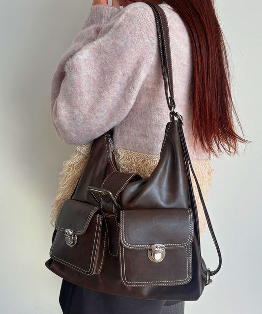 Kutir 3way 明線縫線皮袋