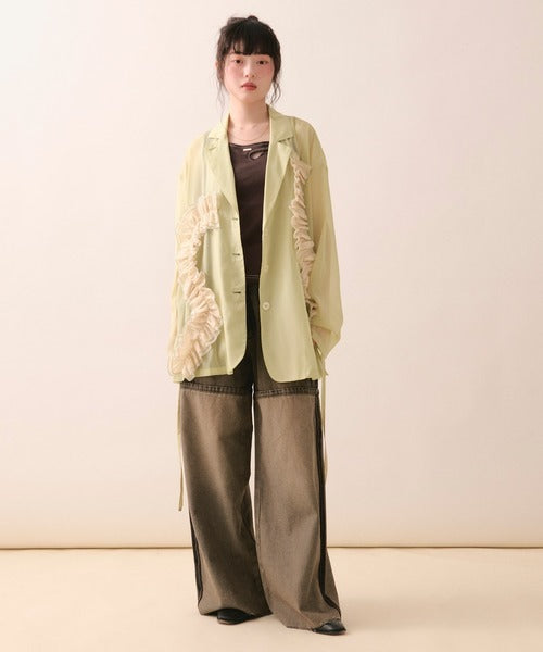 loin nuit sheer color scheme frill jacket