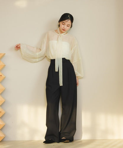 Hinari Sheer blouse with ribbon tie