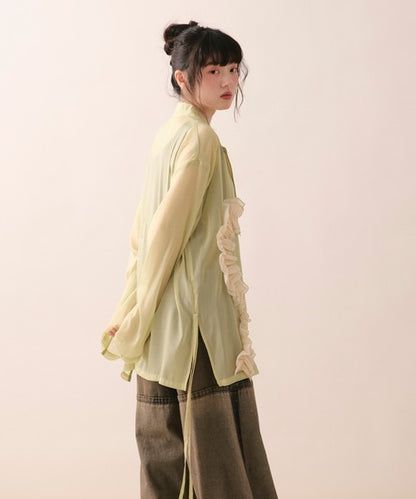 loin nuit sheer color scheme frill jacket