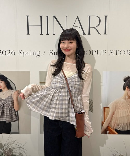 Hinari 格紋蝴蝶結吊帶背心