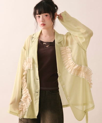 loin nuit sheer color scheme frill jacket