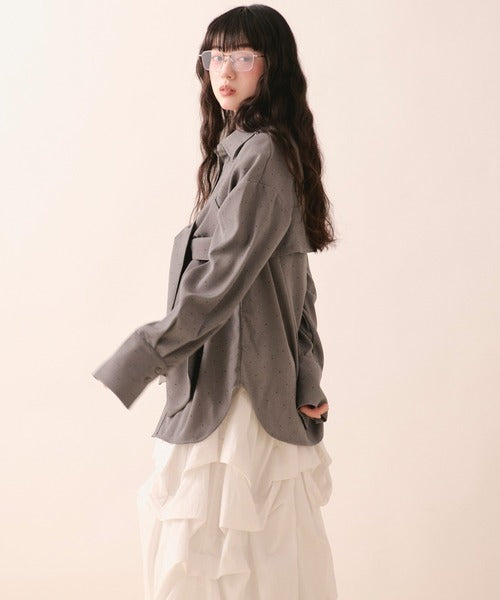 loin nuit Rhinestone ribbon shirt