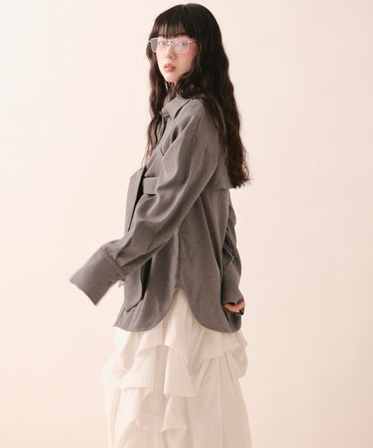 loin nuit Rhinestone ribbon shirt
