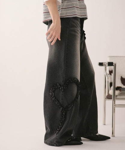 loin nuit heart frill design denim