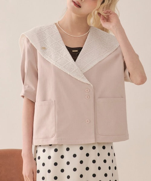 loin nuit sailor collar lace jacket
