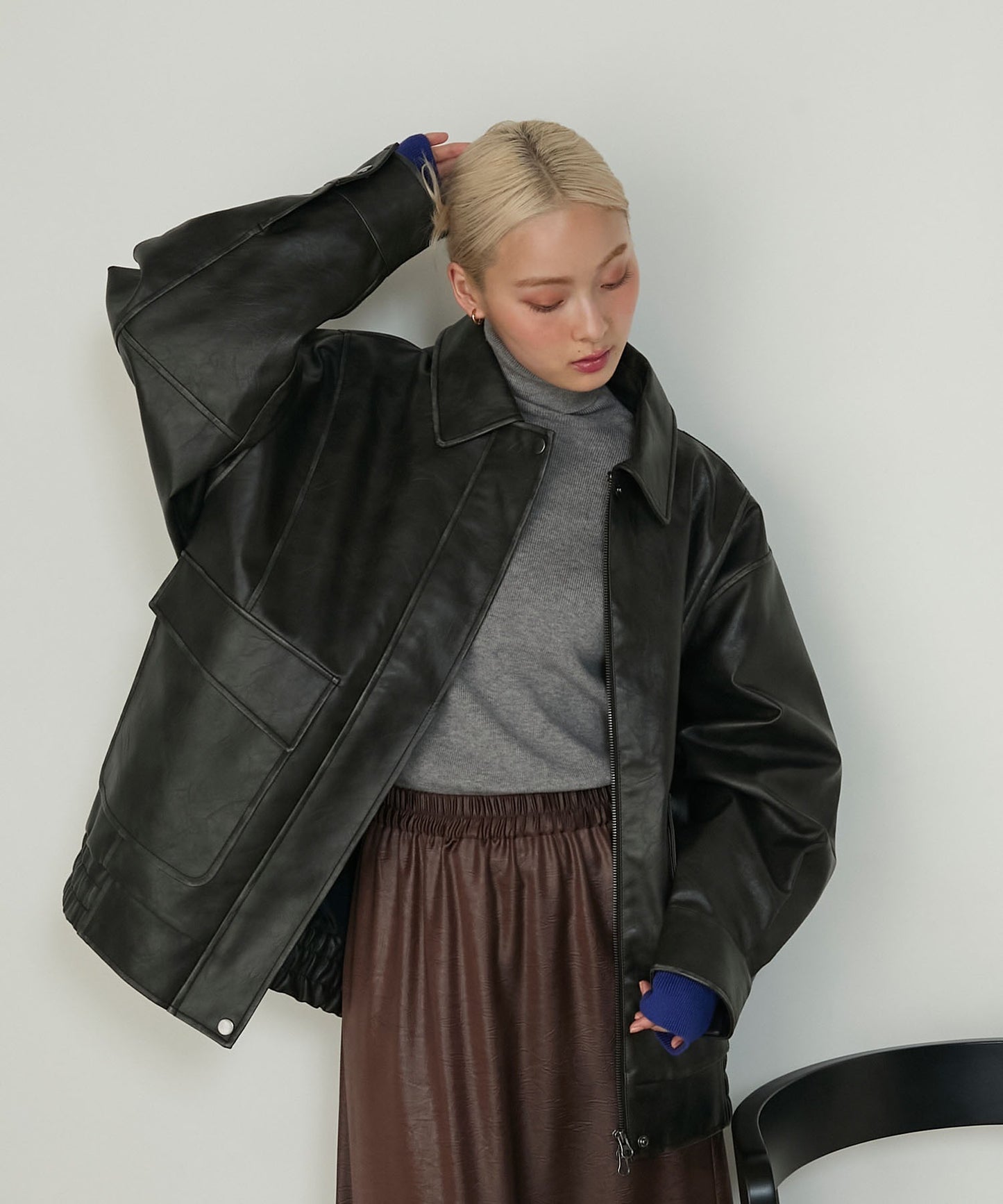 forksy. 假2件針織高領Top [吸濕發熱]