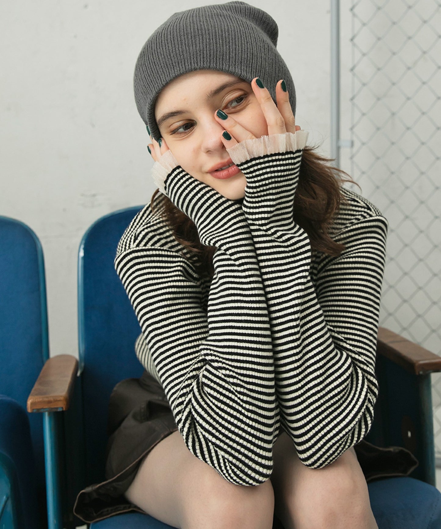 [15色] forksy. 荷葉邊袖口羅紋針織Top