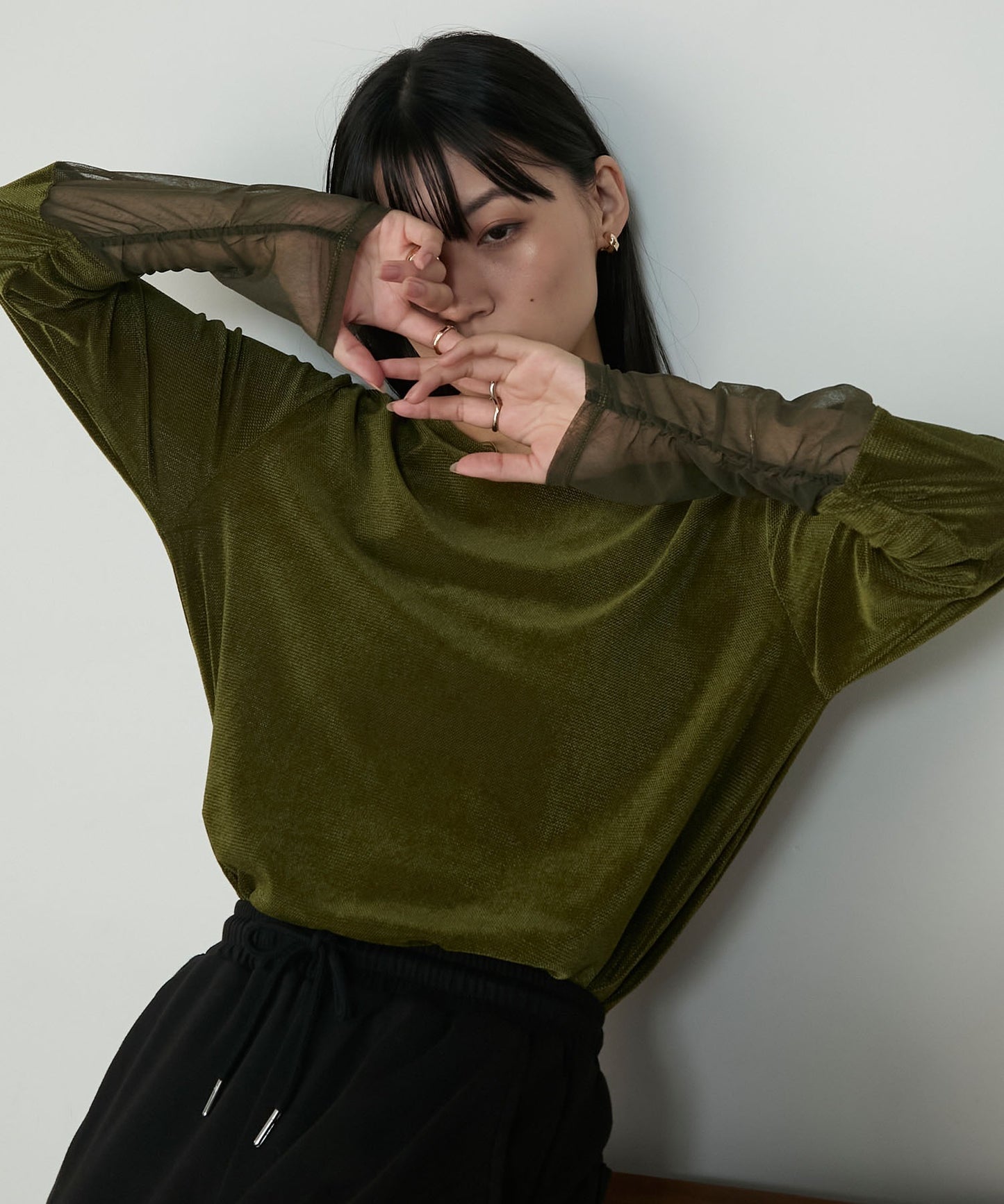 forksy. 天鵝絨透手袖Top