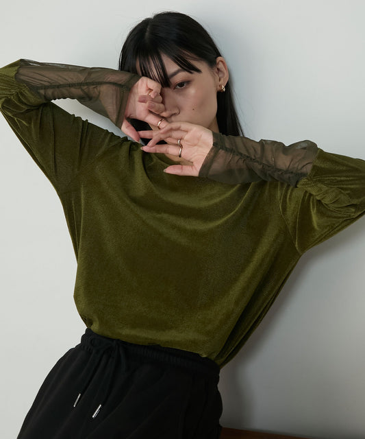 forksy. 天鵝絨透手袖Top