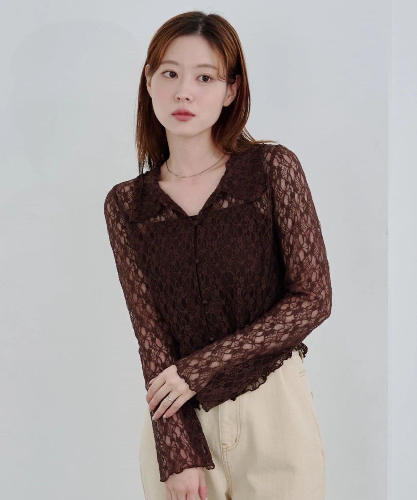 [短/長ver] Kastane Lace pullover with collar