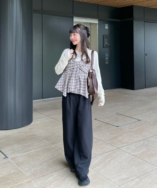 Hinari 格紋蝴蝶結吊帶背心