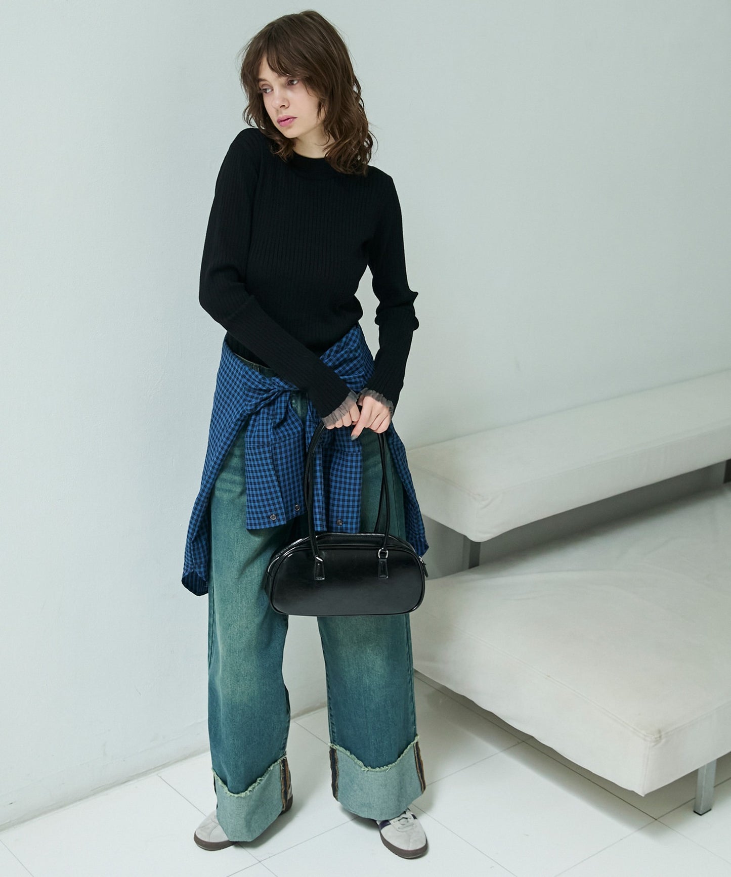 [15色] forksy. 荷葉邊袖口羅紋針織Top