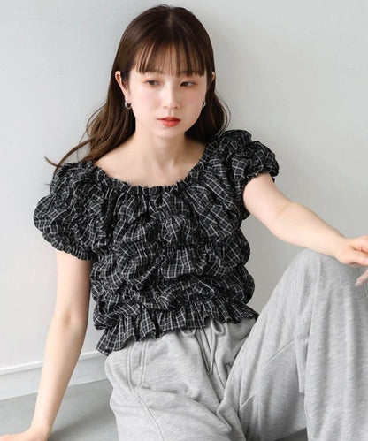 [No Button !] Shirring Blouse