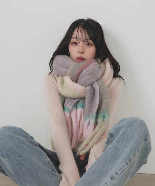 「全長240cm」LIAN 格仔長頸巾