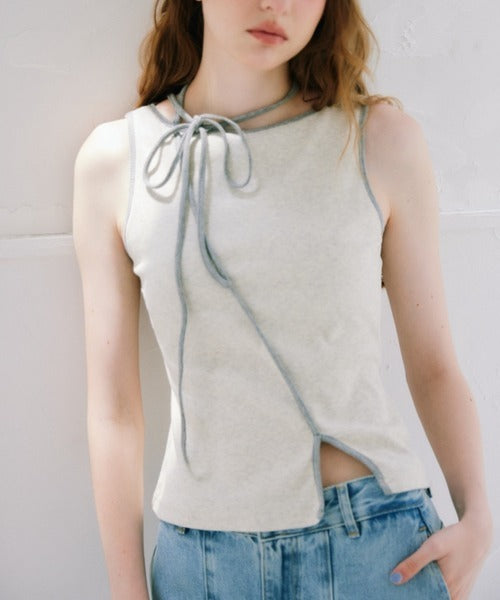 idem cup in bi color slit tank top