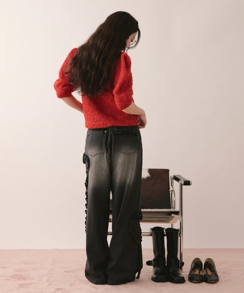 loin nuit heart frill design denim