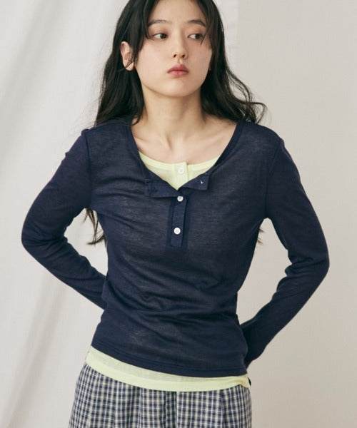 MERLOT 假兩件撞色TOP