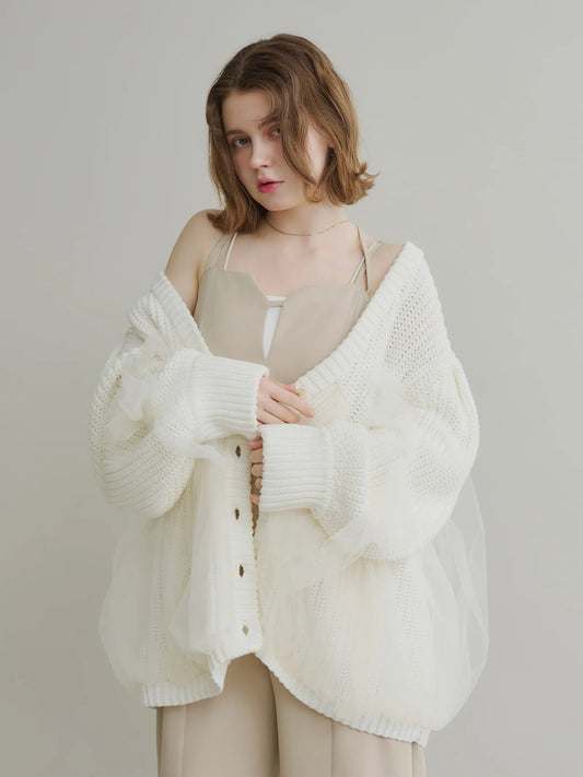 Olu. 薄紗拼接Cardigan