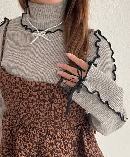 Kutir Ribbon 高領拼色 Knit